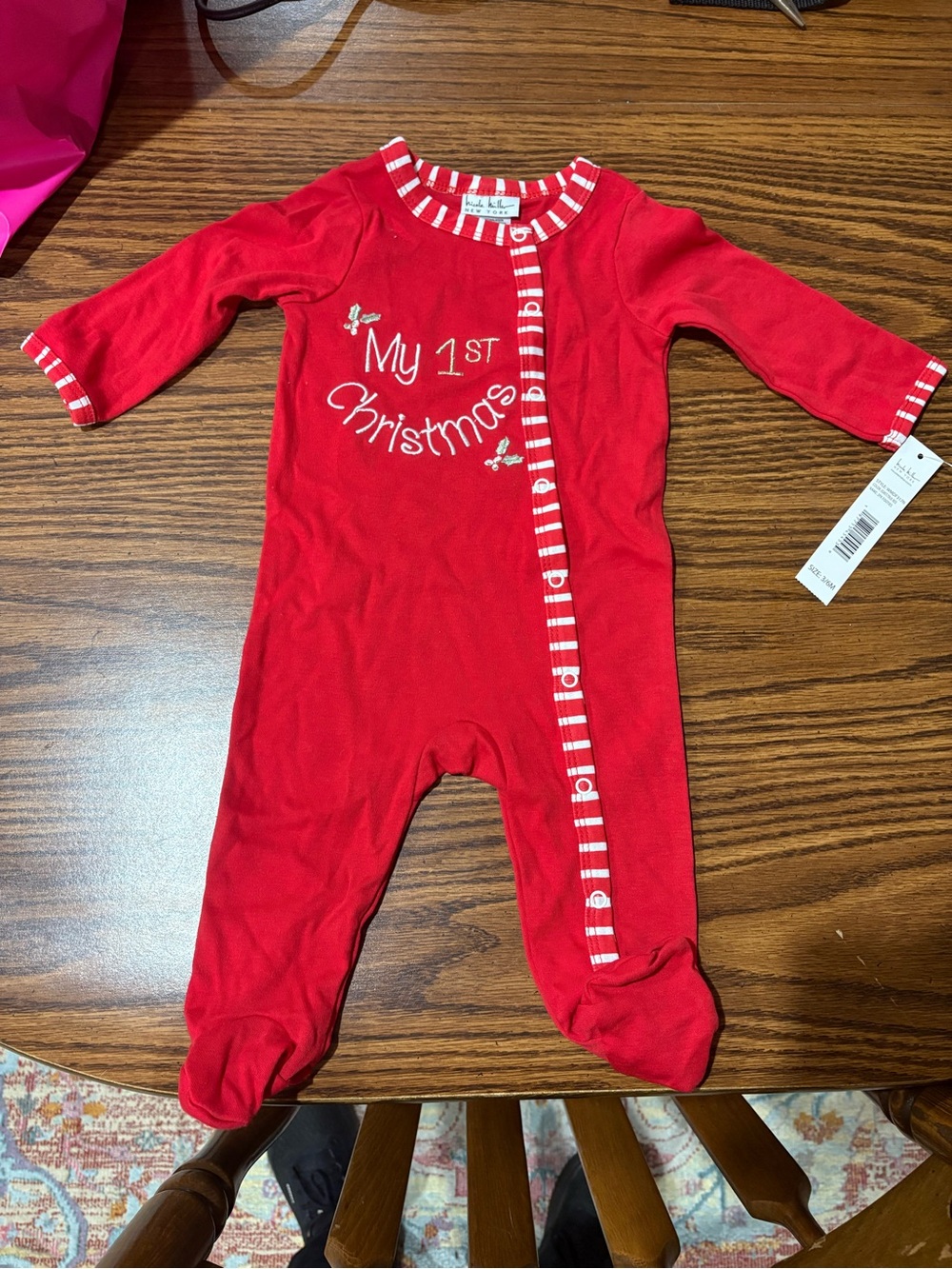 Nicole Miller Red "My 1st Christmas" Footed One-Piece
